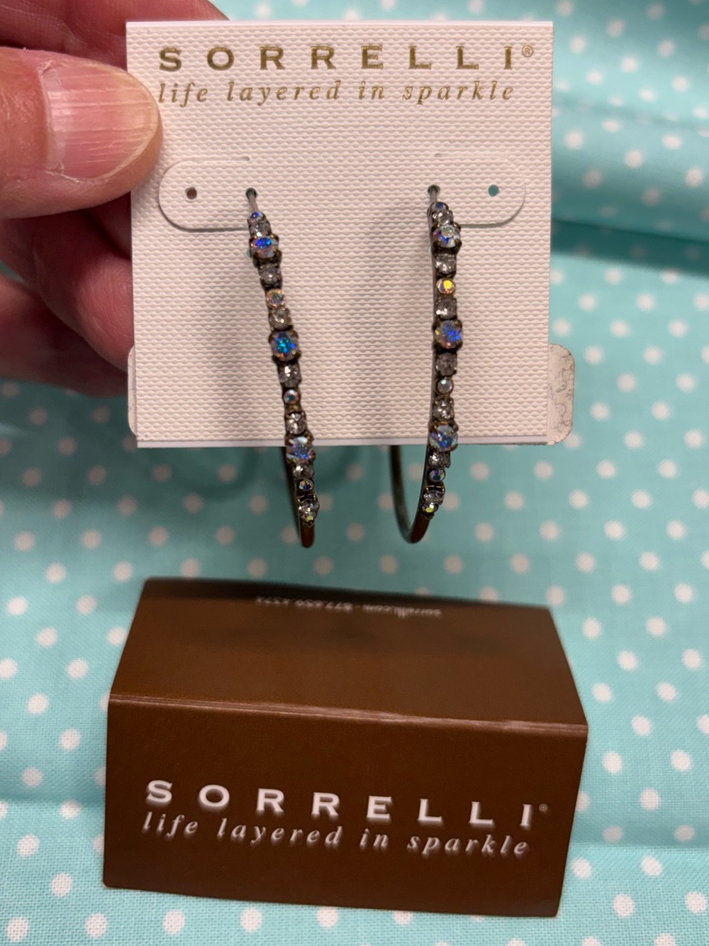 Sorrelli Iridescent Crystal Hoop Earrings - Clear Sparkle
